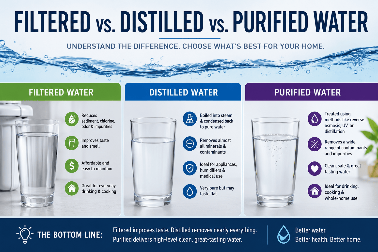 Filtered vs. Distilled vs. Purified Water Which One Is Best for Your Home