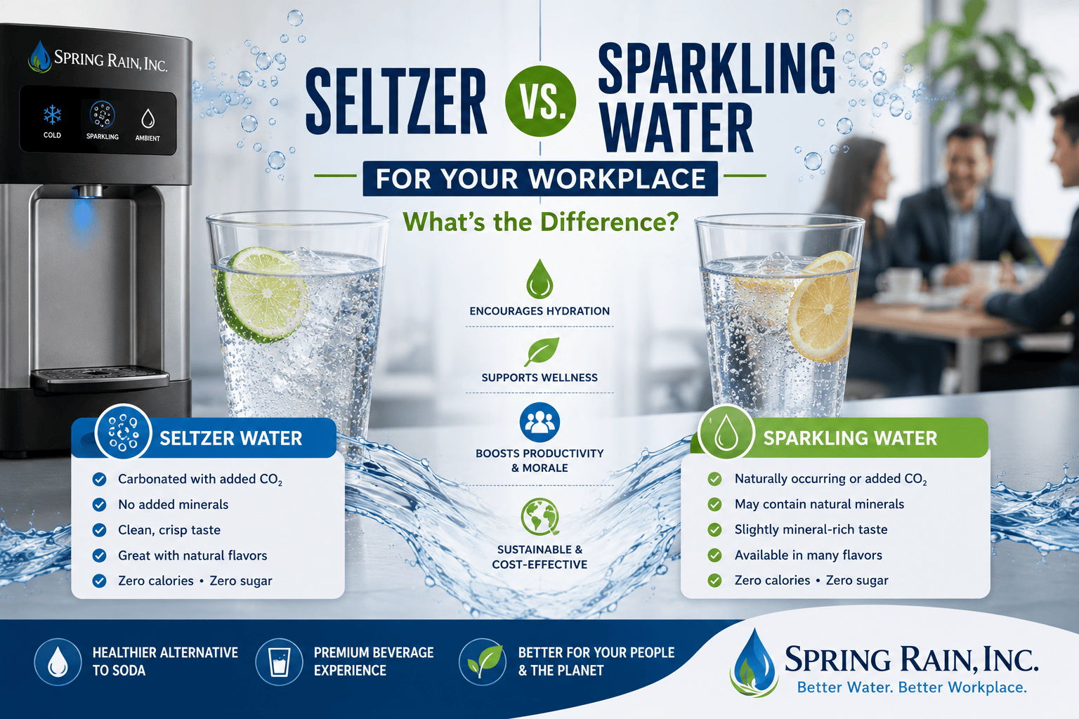 Seltzer vs. Sparkling Water For Your Workplace
